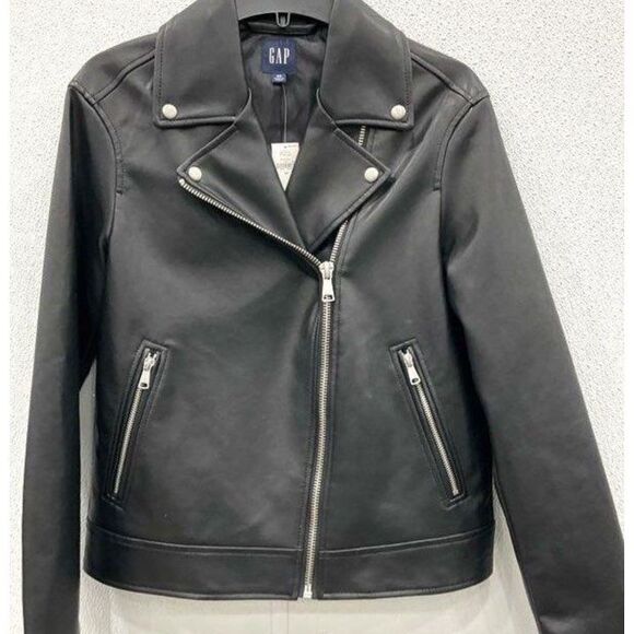 NWT Gap Black Leather Jacket Size XS Retail $148 - Picture 1 of 5